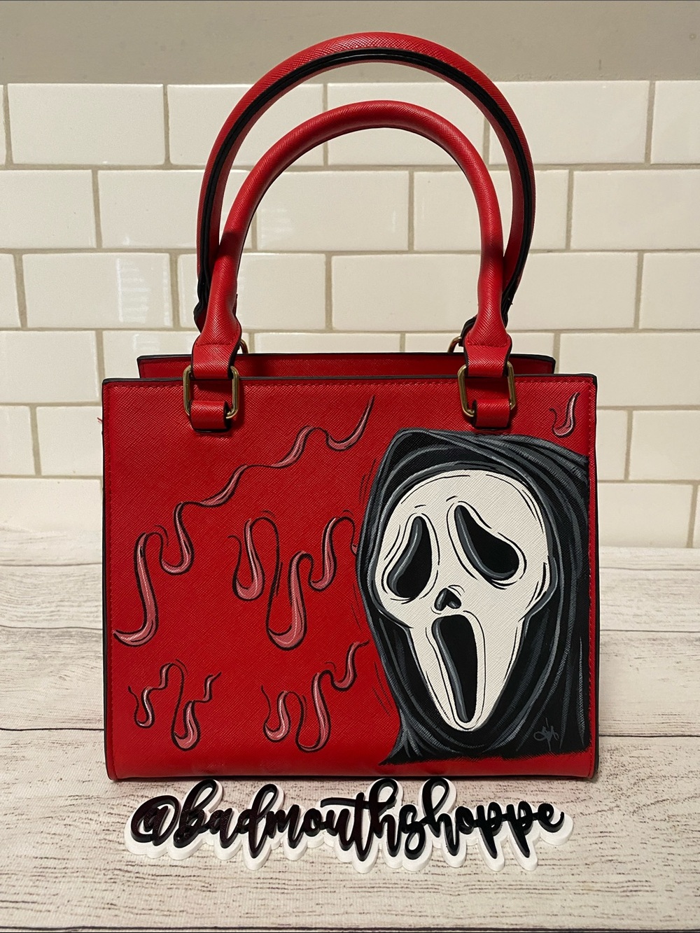 *The Voidead Hand Painted Scream Ghostface Handbag Crossbody Horror Purse